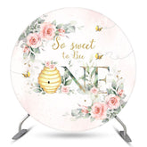Lofaris Floral So Sweet To Bee One Birthday Round Backdrop